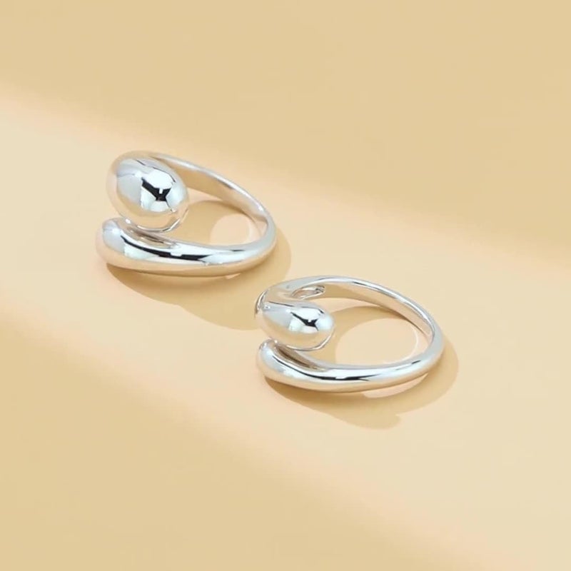 AiTURE Chunky Rings For Women, Gold Silver Thumb Ring Asymmetrical Wavy Curve Ring Adjustable Non Tarnish Dainty Stainless Steel New Year Anniversary Birthday Jewelry Gift - Image 4